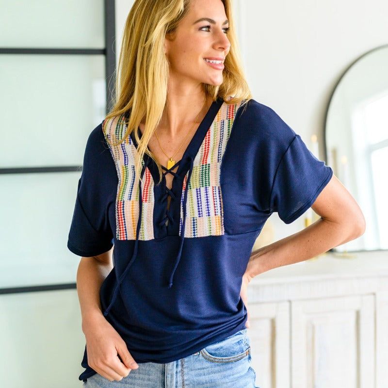 Laid Back Lace Up Top sold by Boujee Boutique product image thumbnail 2