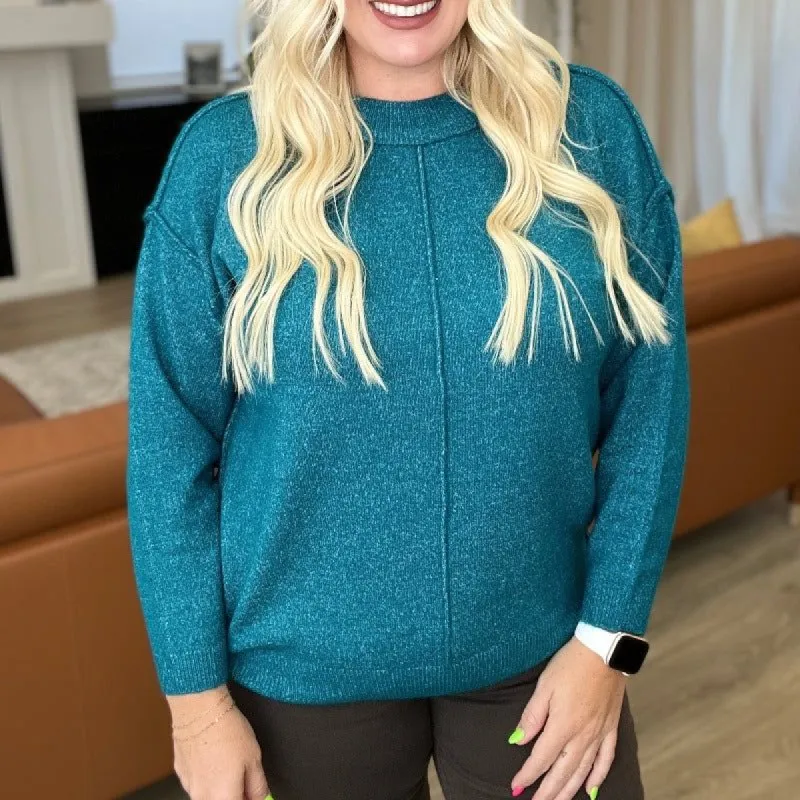 Front Seam Sweater in Heather Ocean Teal sold by Boujee Boutique
