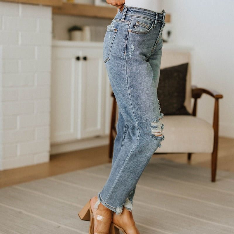 Judy Blue Josie High Waisted Button Fly Boyfriend Jeans sold by Boujee Boutique product image thumbnail 5