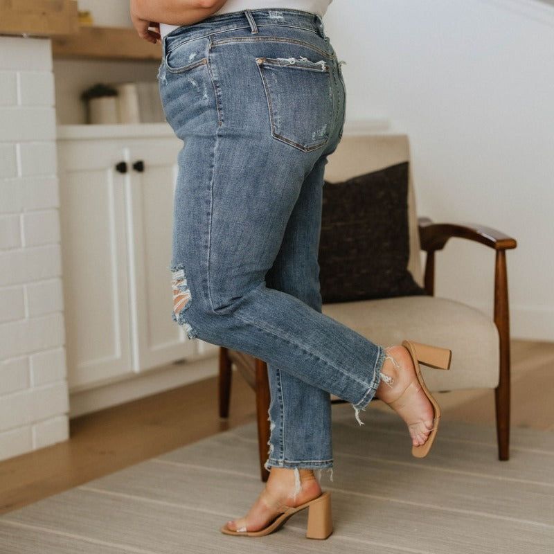 Judy Blue Josie High Waisted Button Fly Boyfriend Jeans sold by Boujee Boutique product image thumbnail 3