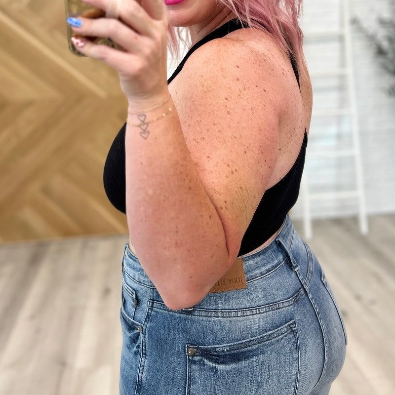 Ribbed Seamless Racerback Crew Neck Crop Tank in Black sold by Boujee Boutique product image thumbnail 4