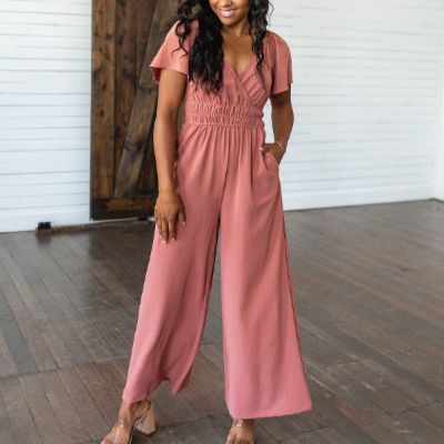 Mauve Wandering Valley Wide Leg Jumpsuit sold by Boujee Boutique
