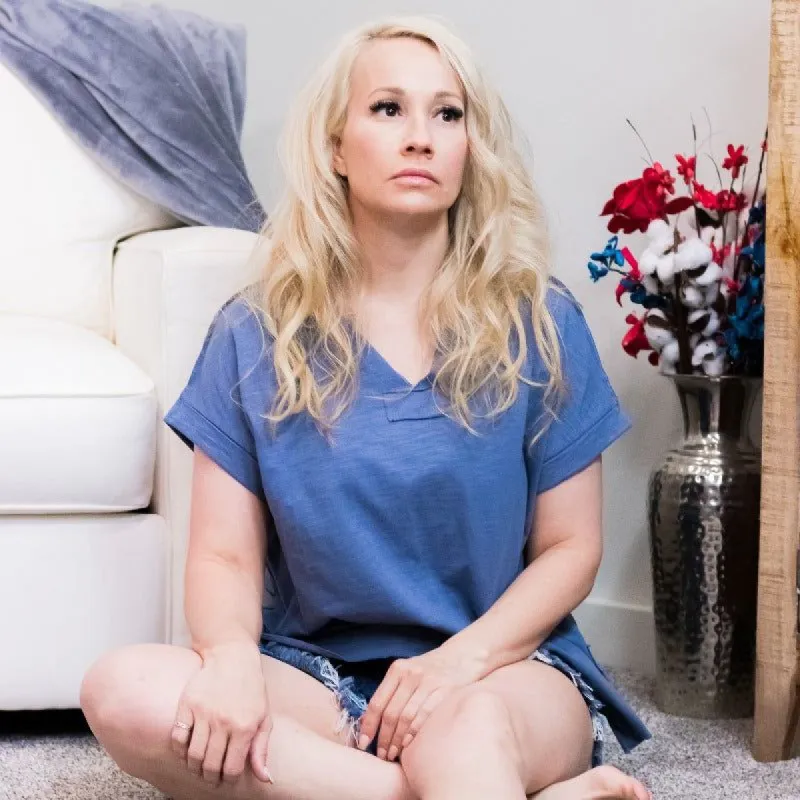 Patch Denim Drop Sleeve Top sold by Boujee Boutique