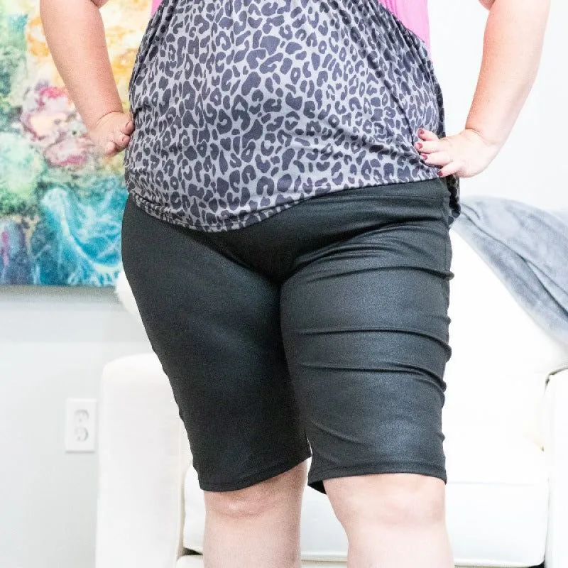 Faux Black Biker Shorts sold by Boujee Boutique
