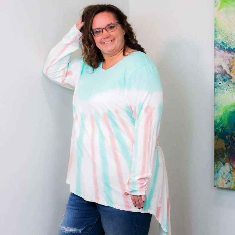 Tie Dye High Low Slit Back Top sold by Boujee Boutique