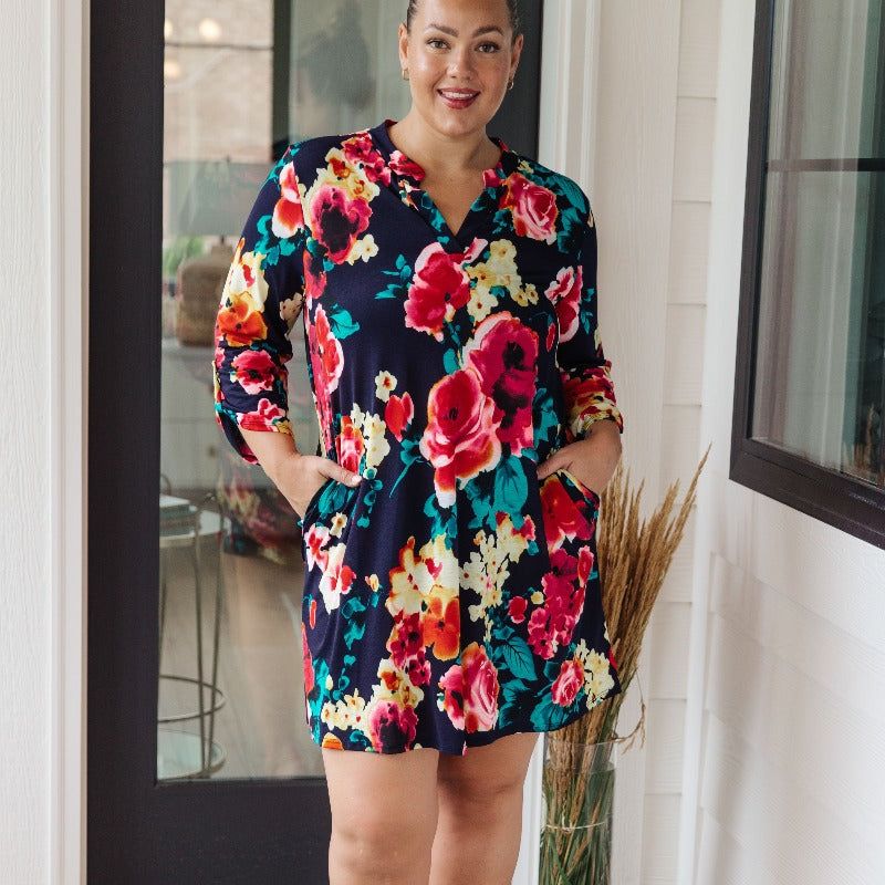 Dress Moonlit Garden Black Floral Midi Dress sold by Boujee Boutique