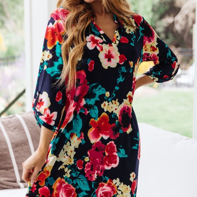 Dress Moonlit Garden Black Floral Midi Dress sold by Boujee Boutique product image thumbnail 3
