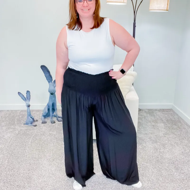 Black Perfect Palazzo Pull On Pants sold by Boujee Boutique