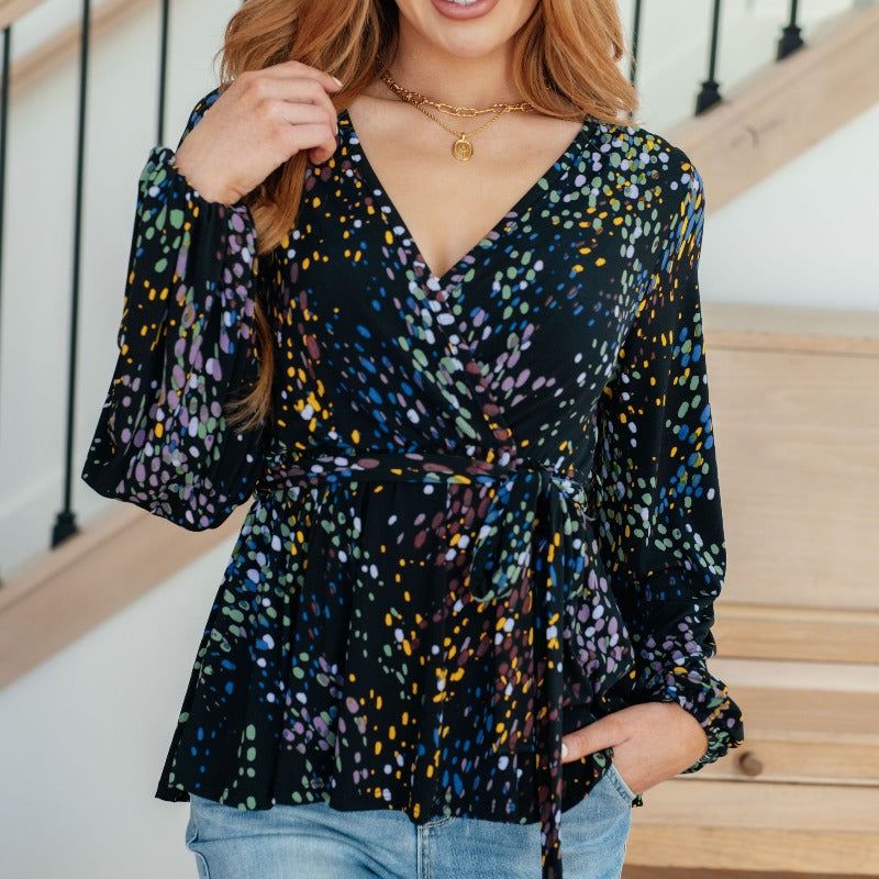 As It Happened Faux Wrap Long Sleeve Top sold by Boujee Boutique