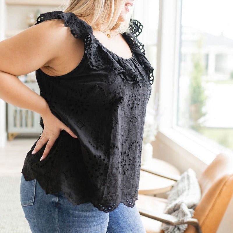 Black Parisian Stroll Lace Blouse sold by Boujee Boutique product image thumbnail 4