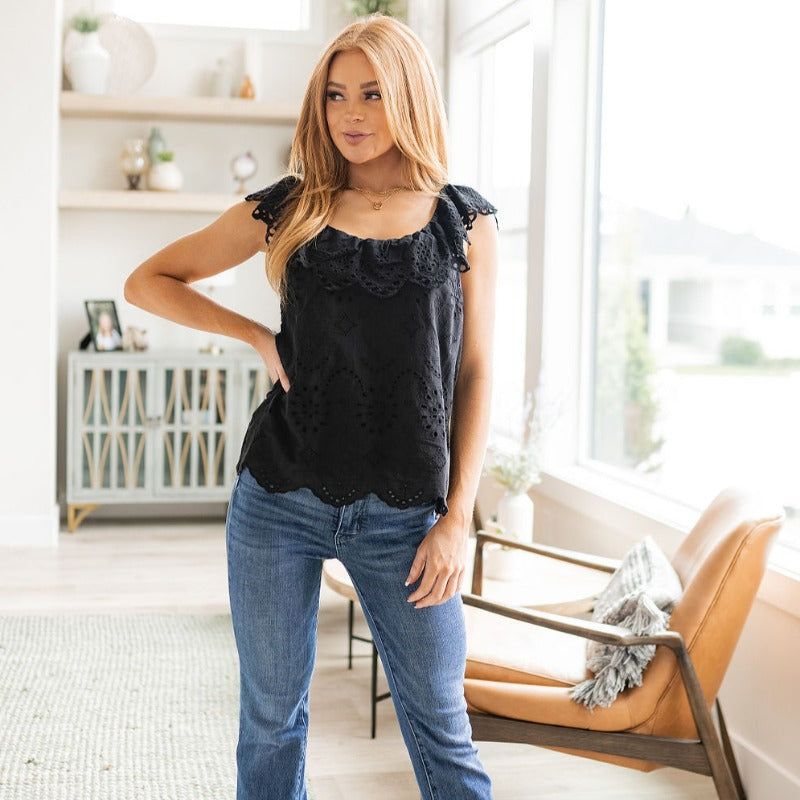 Black Parisian Stroll Lace Blouse sold by Boujee Boutique product image thumbnail 3