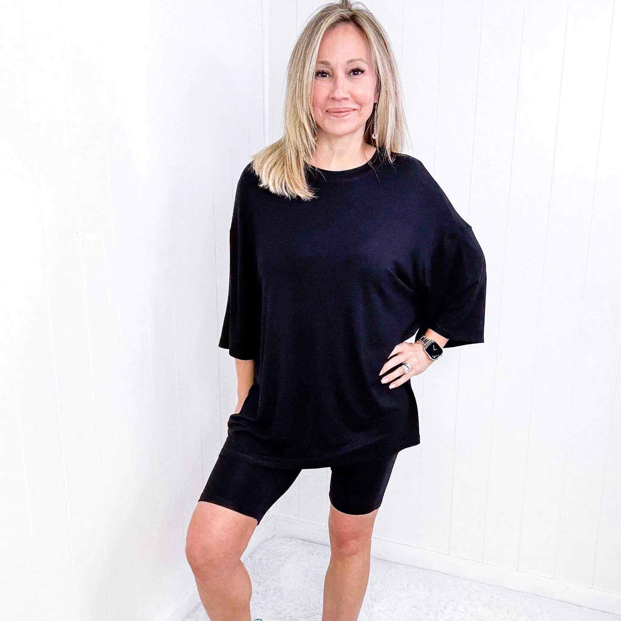 Basic Super Soft Flowy Three Quarter Sleeve Top and Shorts Set sold by Boujee Boutique product image thumbnail 5