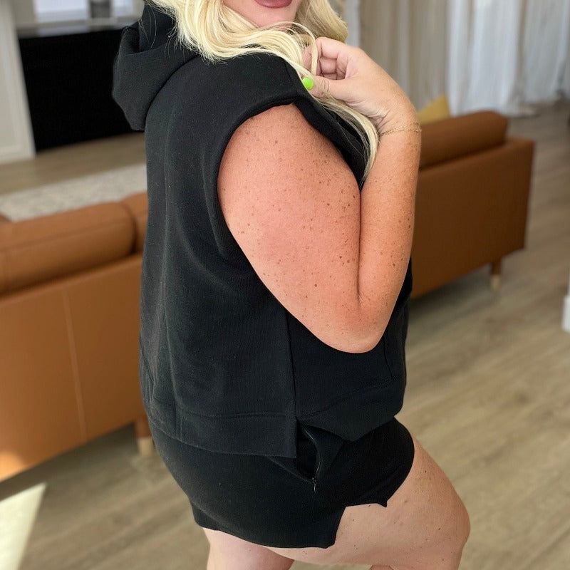 Sleeveless Hoodie and Shorts Set in Black sold by Boujee Boutique product image thumbnail 4