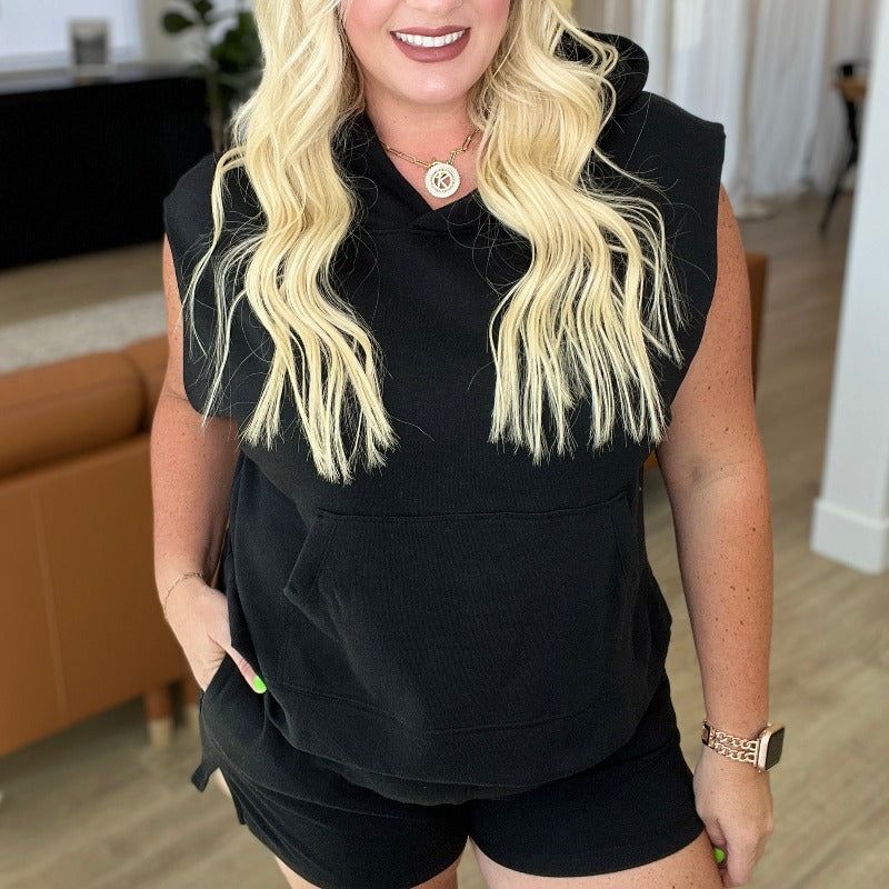 Sleeveless Hoodie and Shorts Set in Black sold by Boujee Boutique product image thumbnail 3