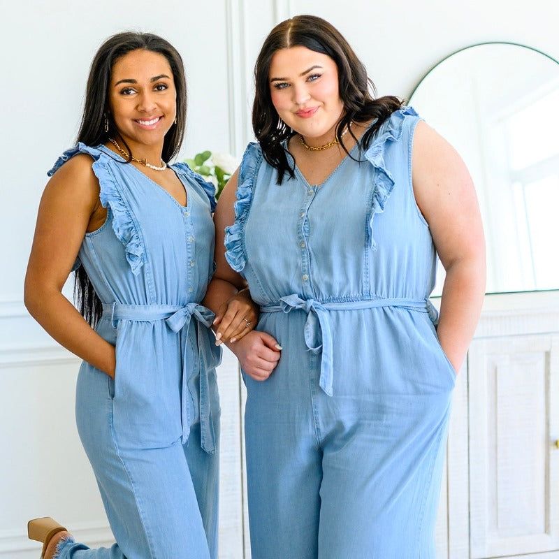 Johanna Chambray Jumpsuit sold by Boujee Boutique