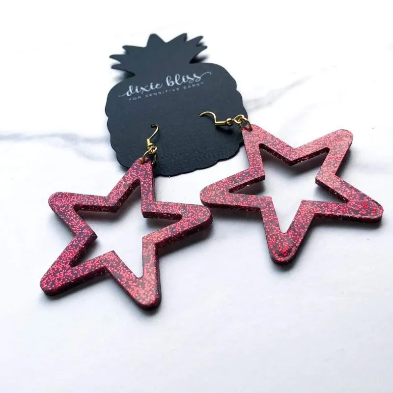 Retro Glitter Star Earrings sold by Boujee Boutique