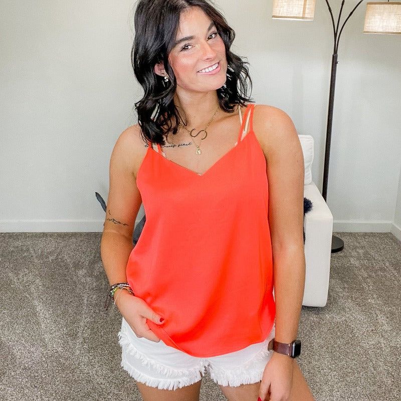 Neon Tangerine V Neckline Camisole sold by Boujee Boutique product image thumbnail 2