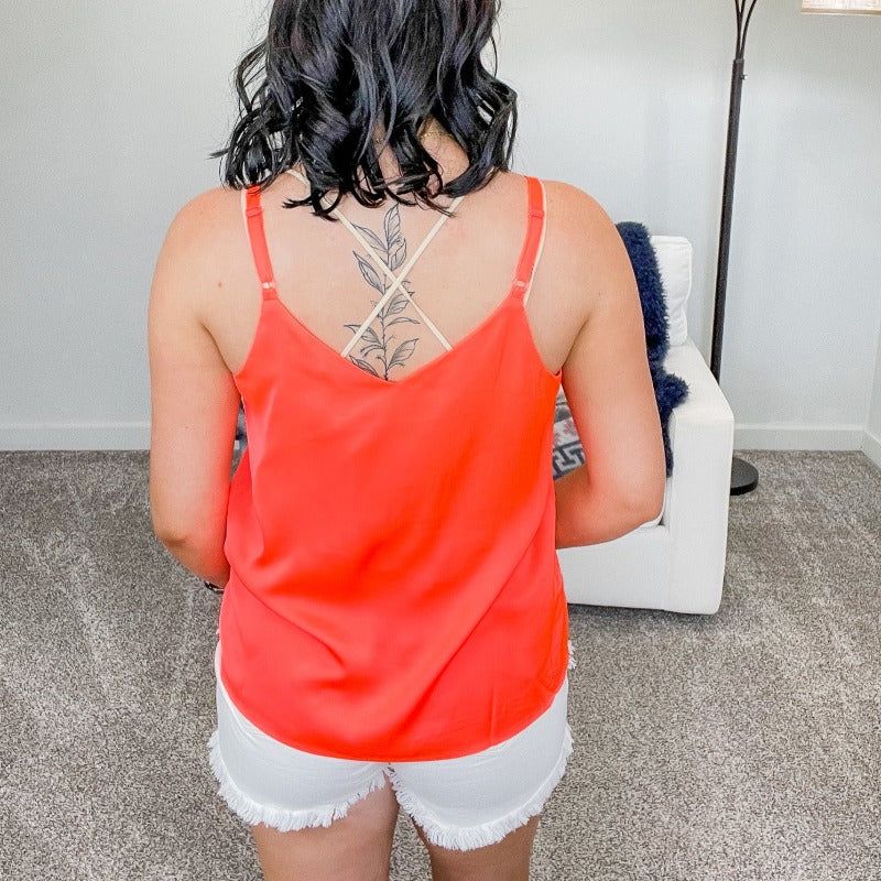 Neon Tangerine V Neckline Camisole sold by Boujee Boutique product image thumbnail 5