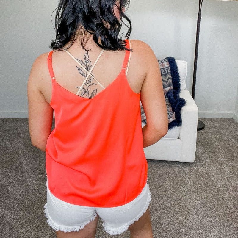 Neon Tangerine V Neckline Camisole sold by Boujee Boutique product image thumbnail 4