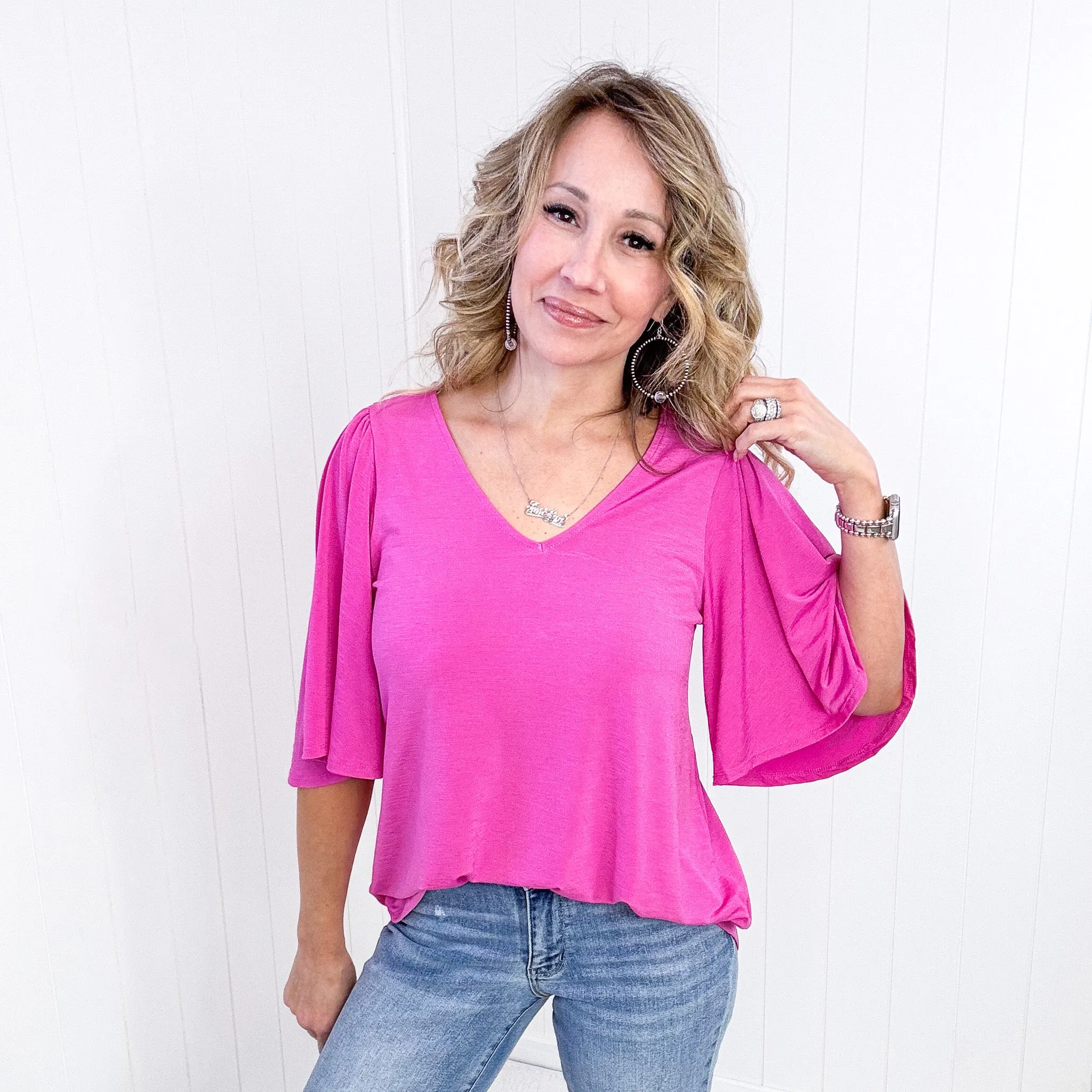 Dear Scarlett Cali Blouse in Magenta sold by Boujee Boutique product image thumbnail 3