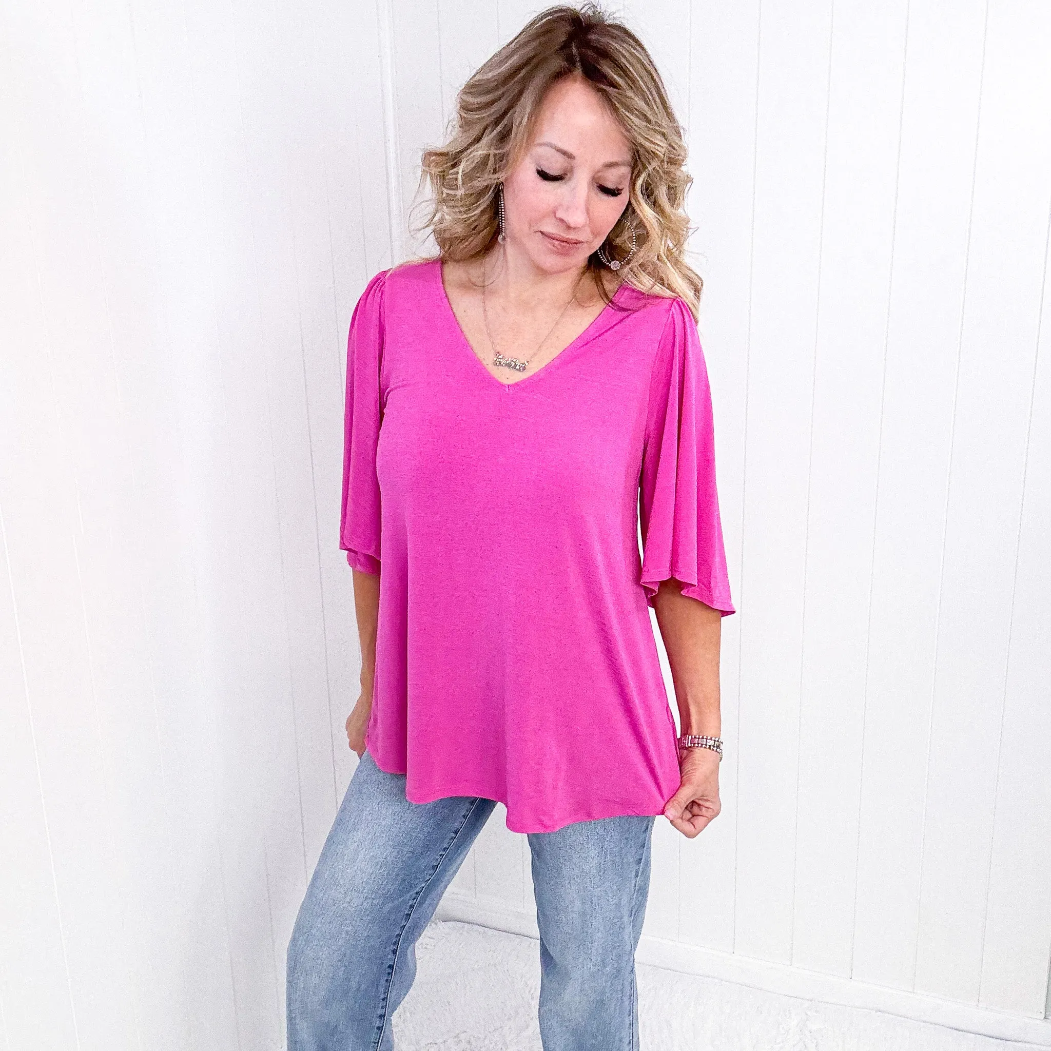 Dear Scarlett Cali Blouse in Magenta sold by Boujee Boutique