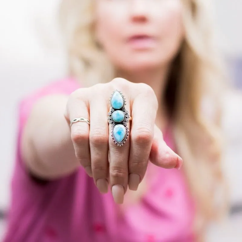 Sterling Silver Larimar Ring sold by Boujee Boutique