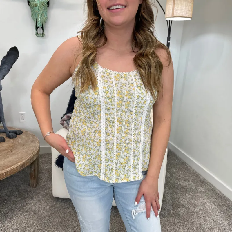 Button Down Floral Lace Cami sold by Boujee Boutique