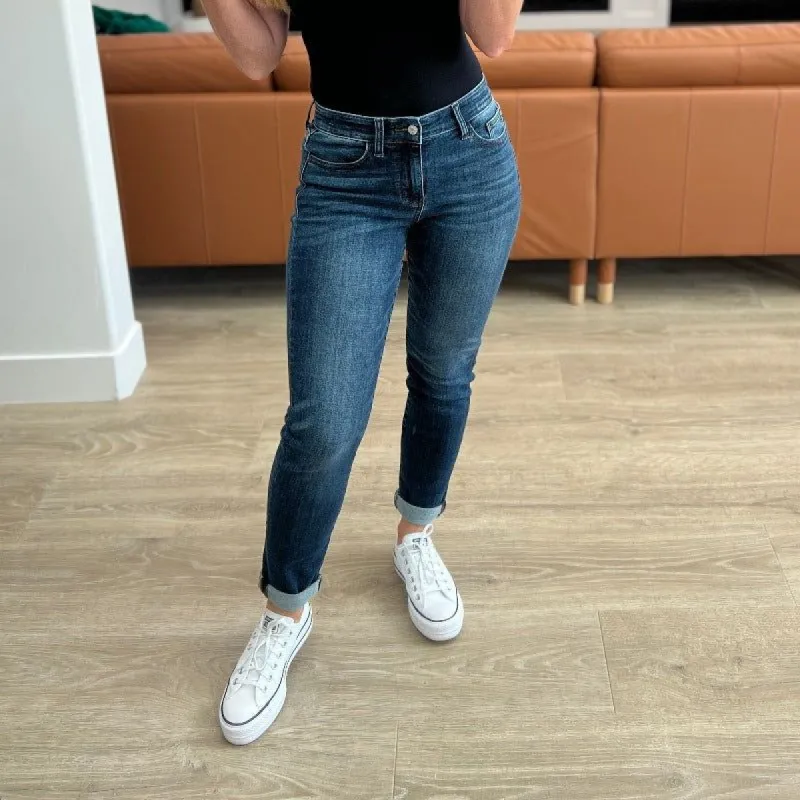 Judy blue Amber Mid Rise Cuffed Slim Fit Jeans sold by Boujee Boutique