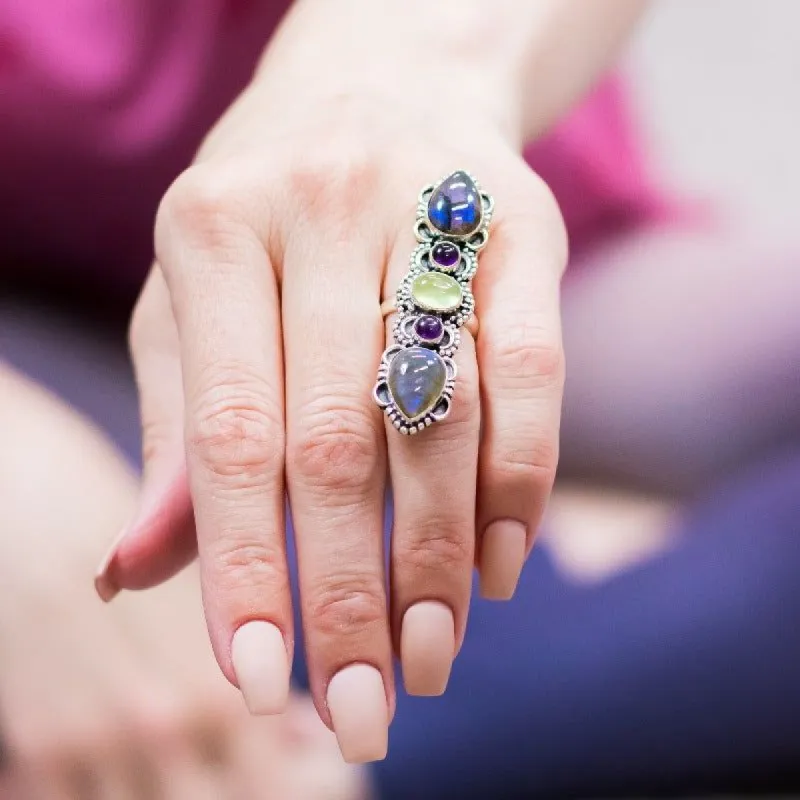 Sterling Silver Kyanite Blue Lace Agate Ring sold by Boujee Boutique