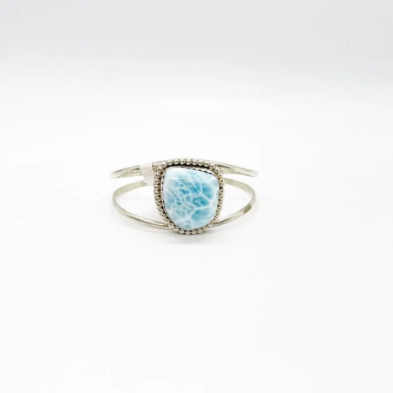 Sterling Silver Larimar Stone Cuff sold by Boujee Boutique