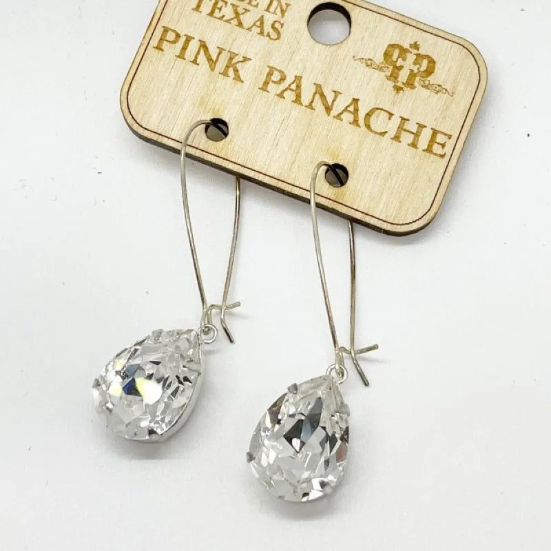 Clear Crystal Teardrop Earrings sold by Boujee Boutique