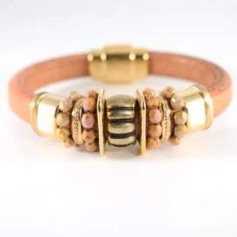 Coffee and Cream Leather Bracelet sold by Boujee Boutique