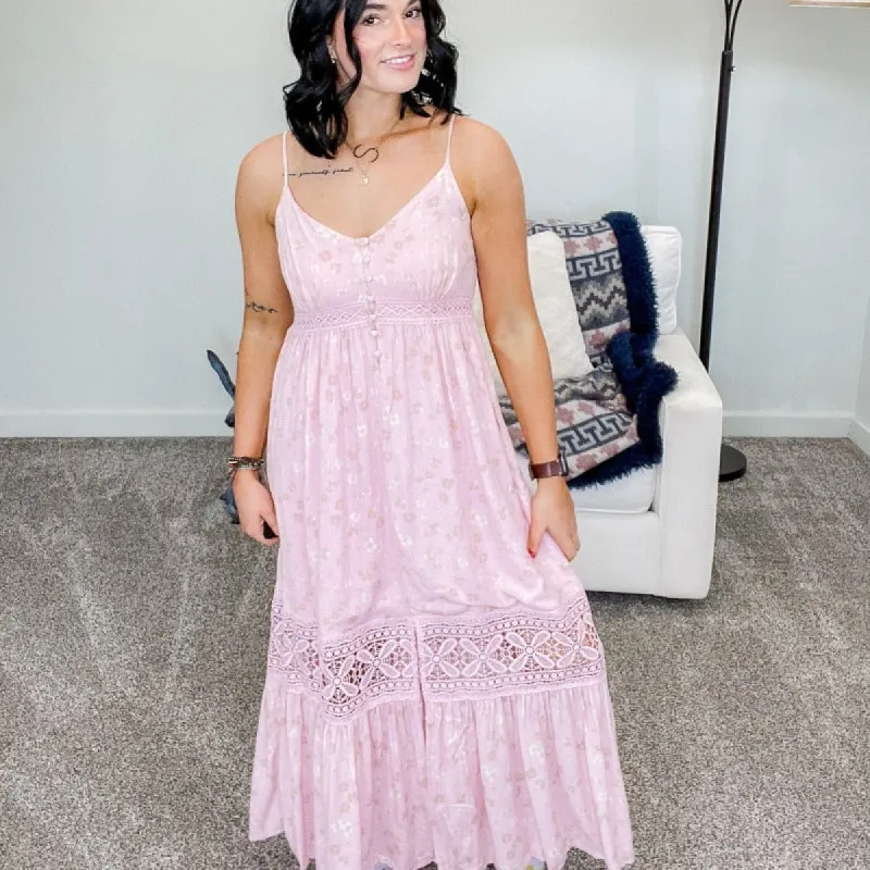Ditzy Floral Print Lace Maxi Dress sold by Boujee Boutique