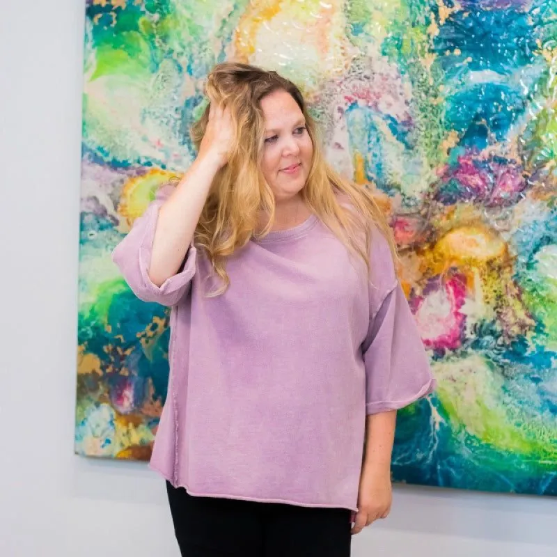 Easel Mineral Washed Boxy Top sold by Boujee Boutique