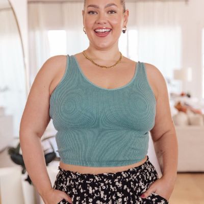 Fundamentals Ribbed Seamless Reversible Tank in Vintage Blue sold by Boujee Boutique