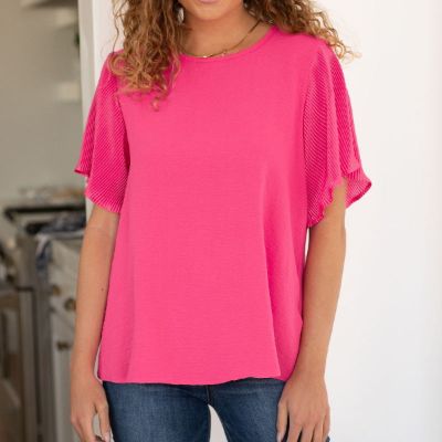Pink and Perfect Ruffle Sleeve Blouses sold by Boujee Boutique