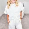 Cream Textured Short Sleeve Top sold by Boujee Boutique