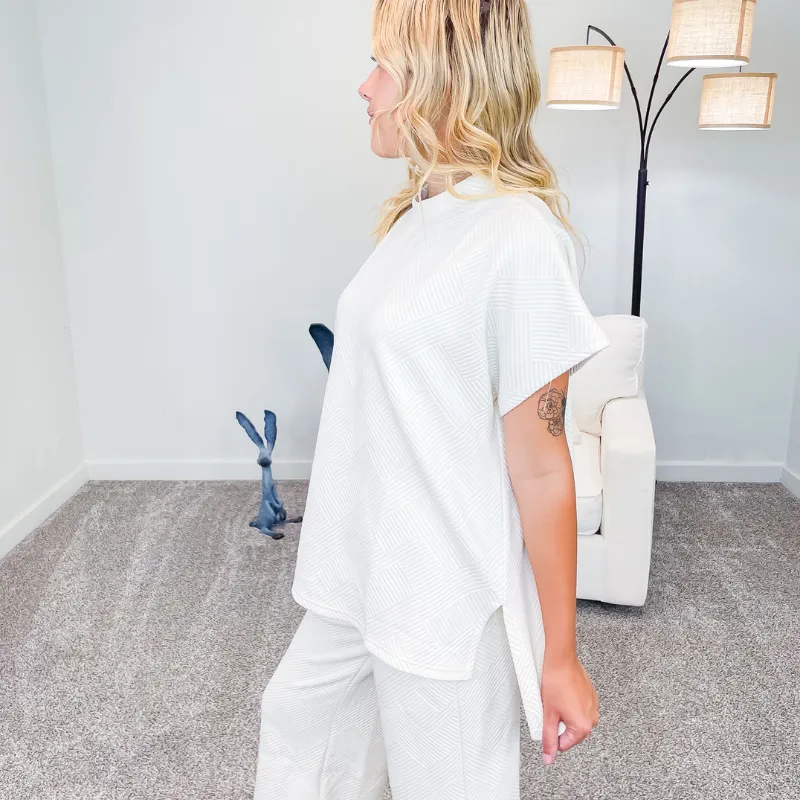 Cream Textured Short Sleeve Top sold by Boujee Boutique product image thumbnail 4