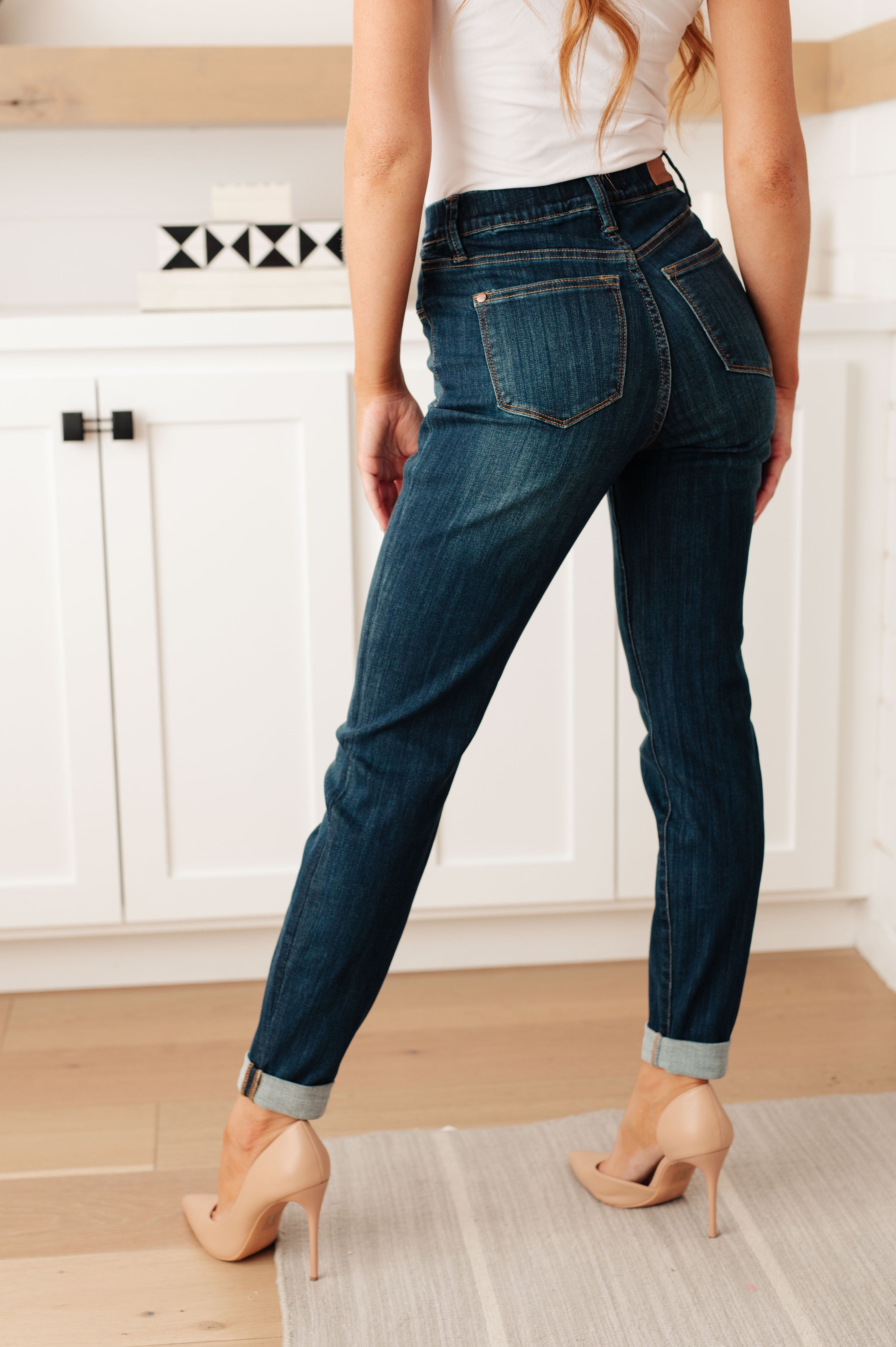 Judy Blue High Waist Pull On Double Cuff Slim Jeans sold by Boujee Boutique product image thumbnail 5
