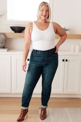 Judy Blue High Waist Pull On Double Cuff Slim Jeans sold by Boujee Boutique