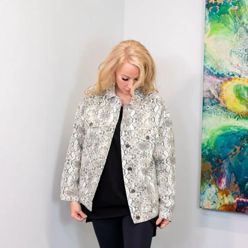 Snakeskin Print Jean Jacket sold by Boujee Boutique