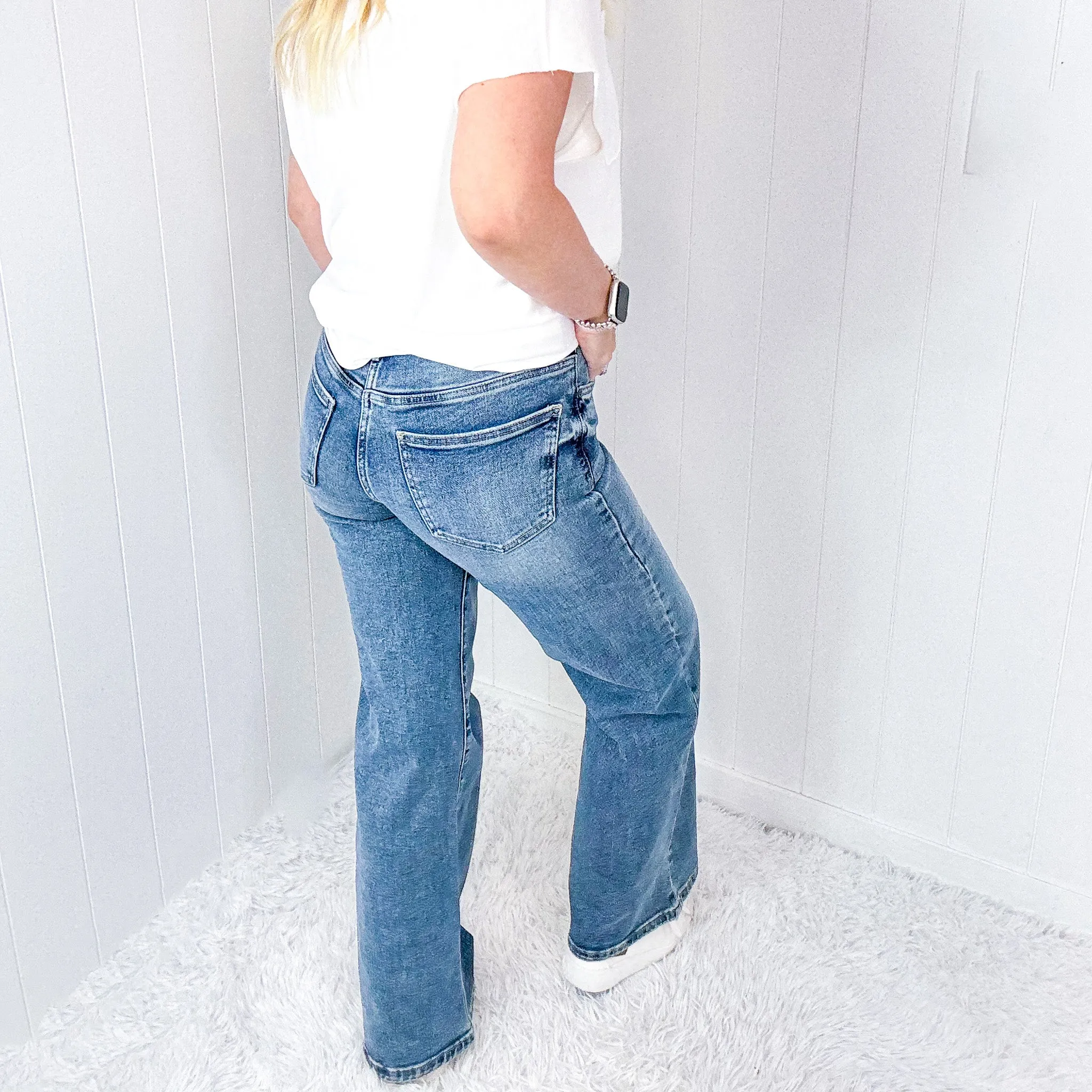 Make it all Worth it Bayeas High Waist Wide Leg Medium Wash Jeans sold by Boujee Boutique product image thumbnail 4