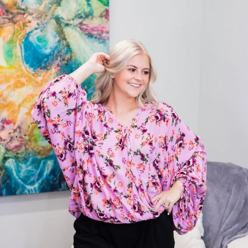 Pink Boho Woven Floral Blouse sold by Boujee Boutique