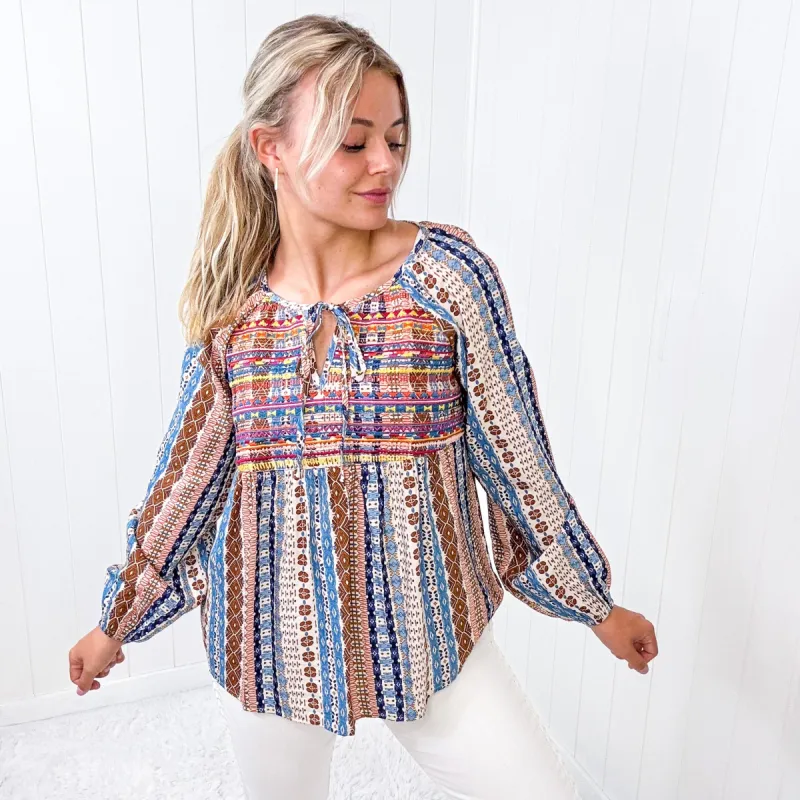 Savanna Jane Open Sky Boho Tunic with Embroidery in Navy Mauve sold by Boujee Boutique