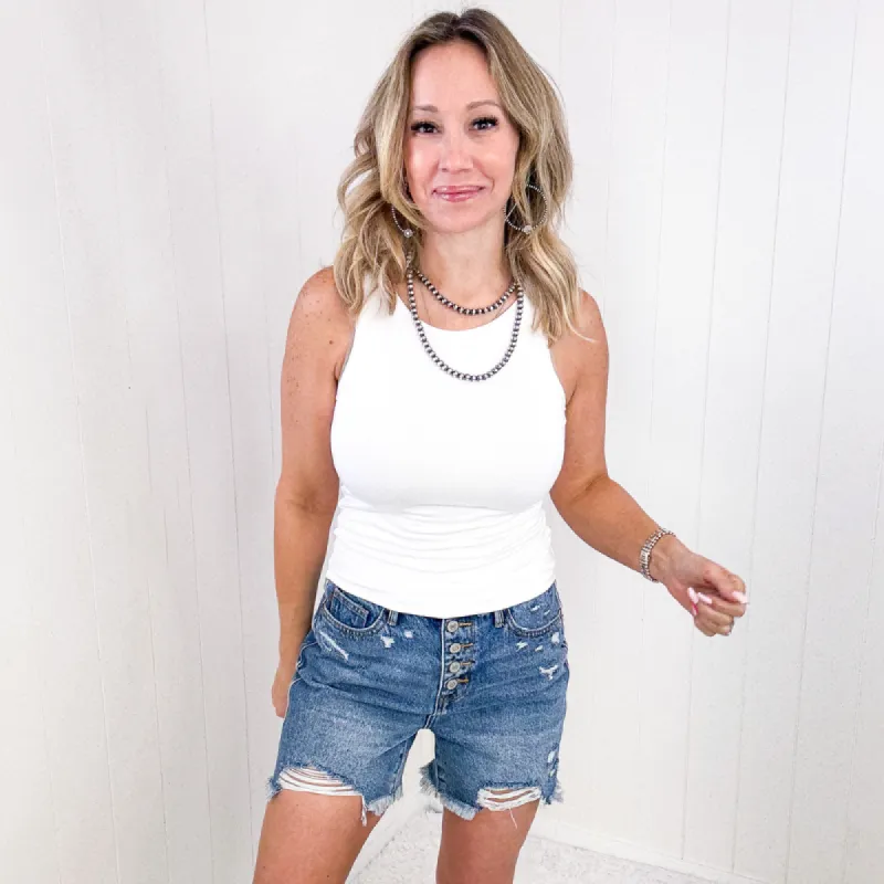 White Double Layered Round Neck Tank Top sold by Boujee Boutique
