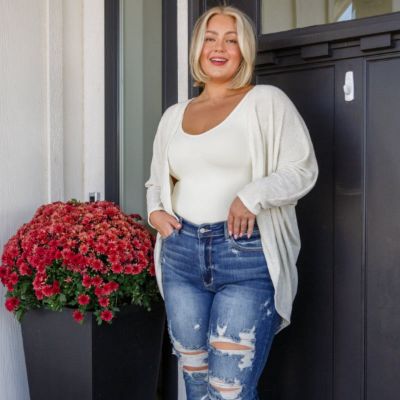 How's It Going Ivory Open Front Cardigan sold by Boujee Boutique