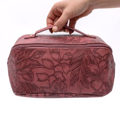 Life In Luxury Large Capacity Cosmetic Bag in Merlot sold by Boujee Boutique