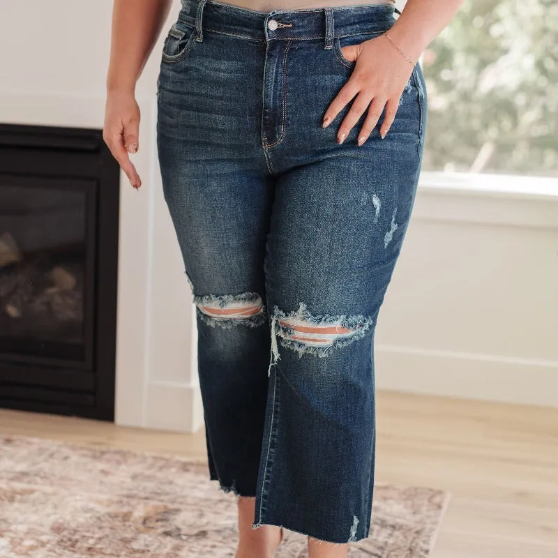 Judy Blue Whitney High Waist Distressed Wide Leg Crop Jeans sold by Boujee Boutique product image thumbnail 5