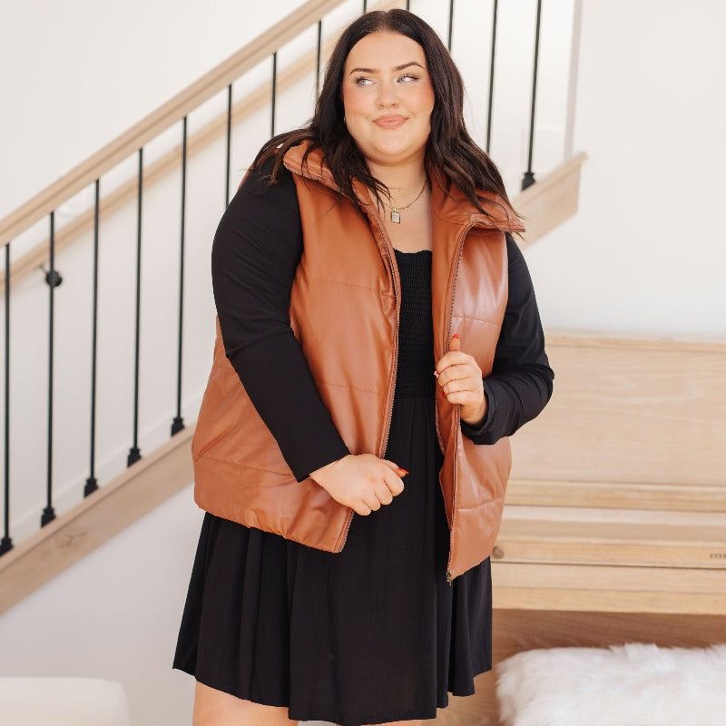 Persistence Pays Off Faux Leather Puffer Vest sold by Boujee Boutique product image thumbnail 5