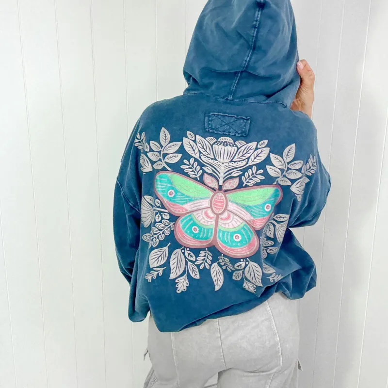 Wildflower Wonderland Butterfly Long Sleeve Hoodie in 3 Colors sold by Boujee Boutique